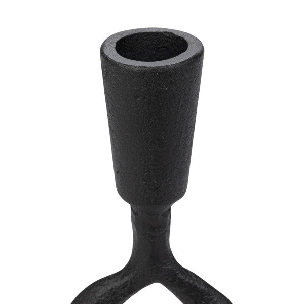 Black Decorative Cast Metal Taper Candle Holder